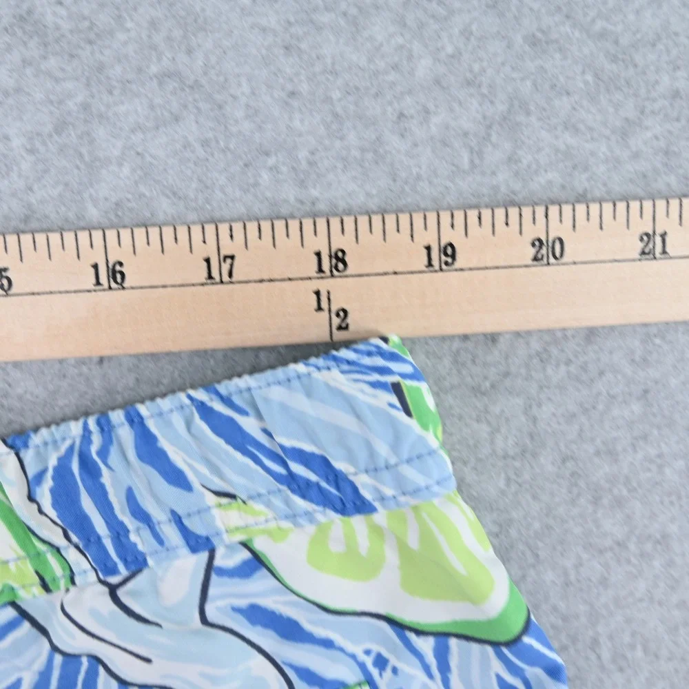 Vineyard Vines Chappy Swim Trunks Mens L Blue Green Margarita Lime Drink Print